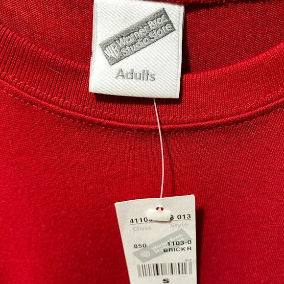 Tweety Bird Pulls Sylvester tail T-shirt S Vintage USA Made Red New Old Stock - Picture 2 of 4